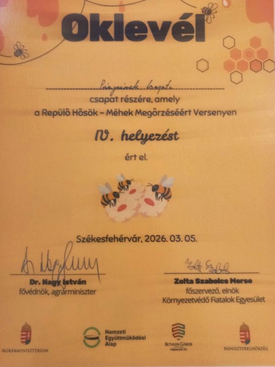 Előkelő helyezés a Méhek Megőrzéséért Versenyen!
